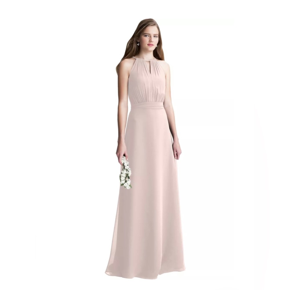 Bill Levkoff Chiffon Keyhole A-line Dress in Petal Pink